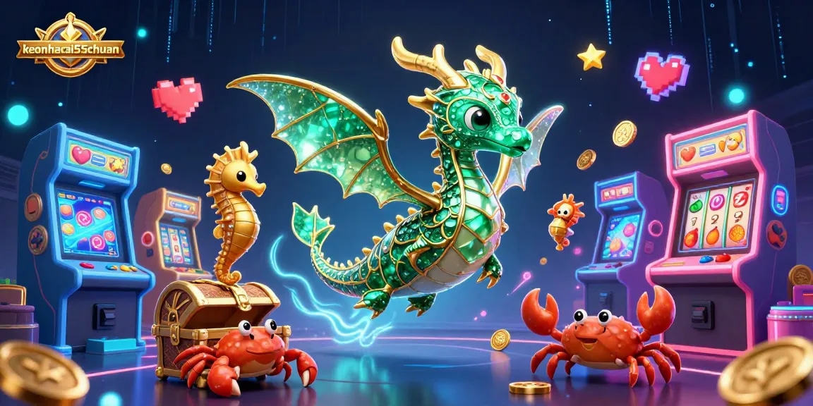 Engaging keonhacai55chuan scene with a sea dragon and casino elements bursting with color and energy.