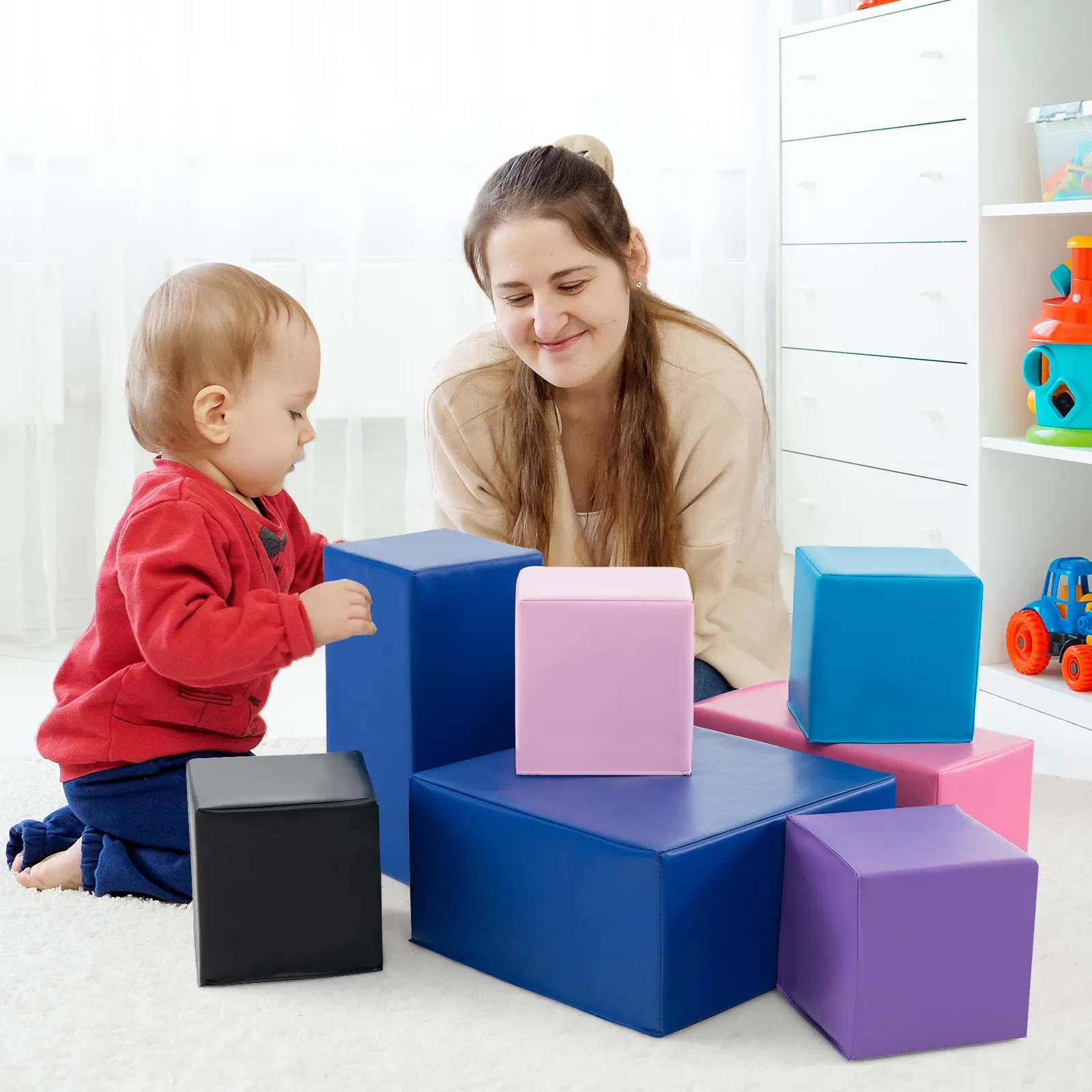 Schaumstoff Bausteine Kinder – Weiche XXL Bausteine fuer sicheres Toben