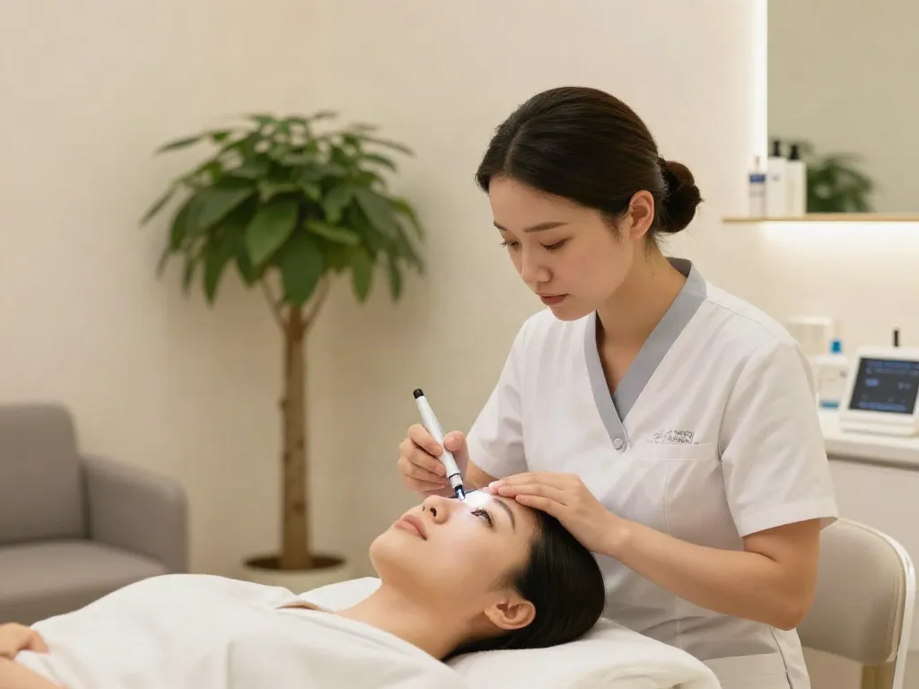 Augenringe entfernen durch die CCeye® Behandlung in einer modernen Beauty-Klinik mit entspannender Atmosphäre.