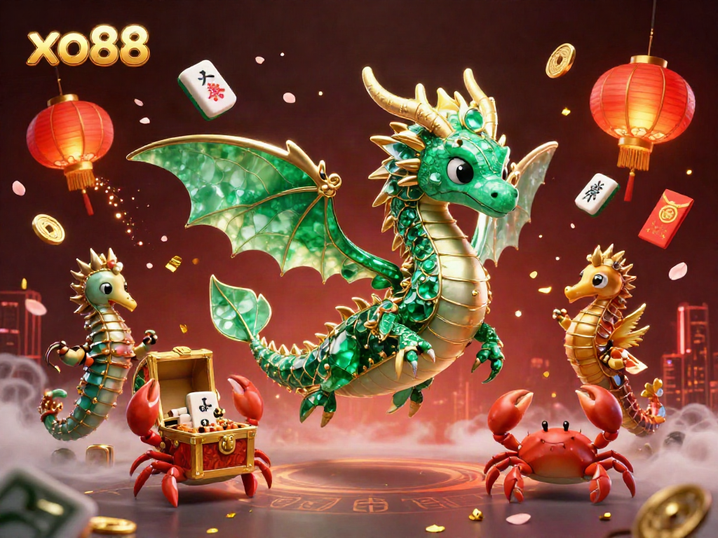 Experience the enchanting world of xo88 with vibrant casino themes, a dragon, and dynamic 3D elements.