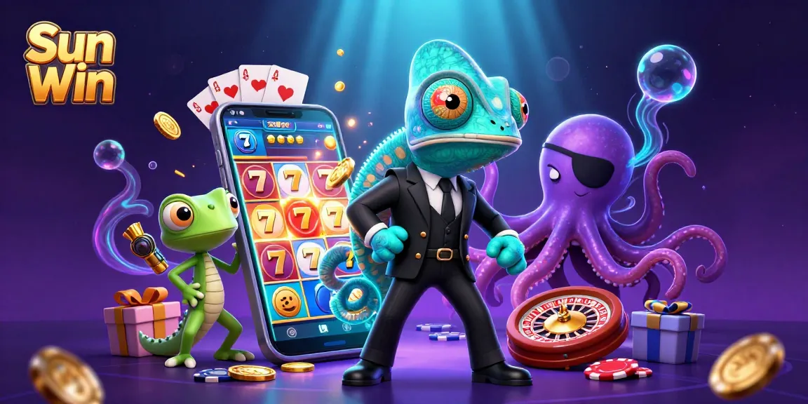 Engage with Sun Win slot games in a vibrant casino world filled with dynamic characters and rich visuals.