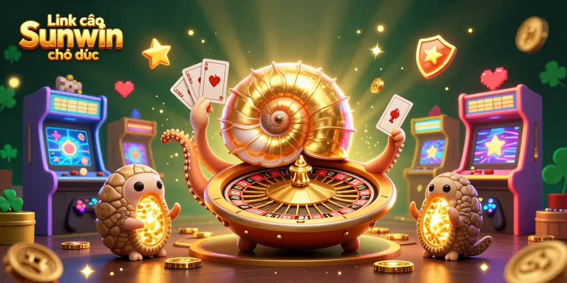Engage in the excitement of "Link vào Sunwin chính thức" with vibrant gaming visuals and casino elements.