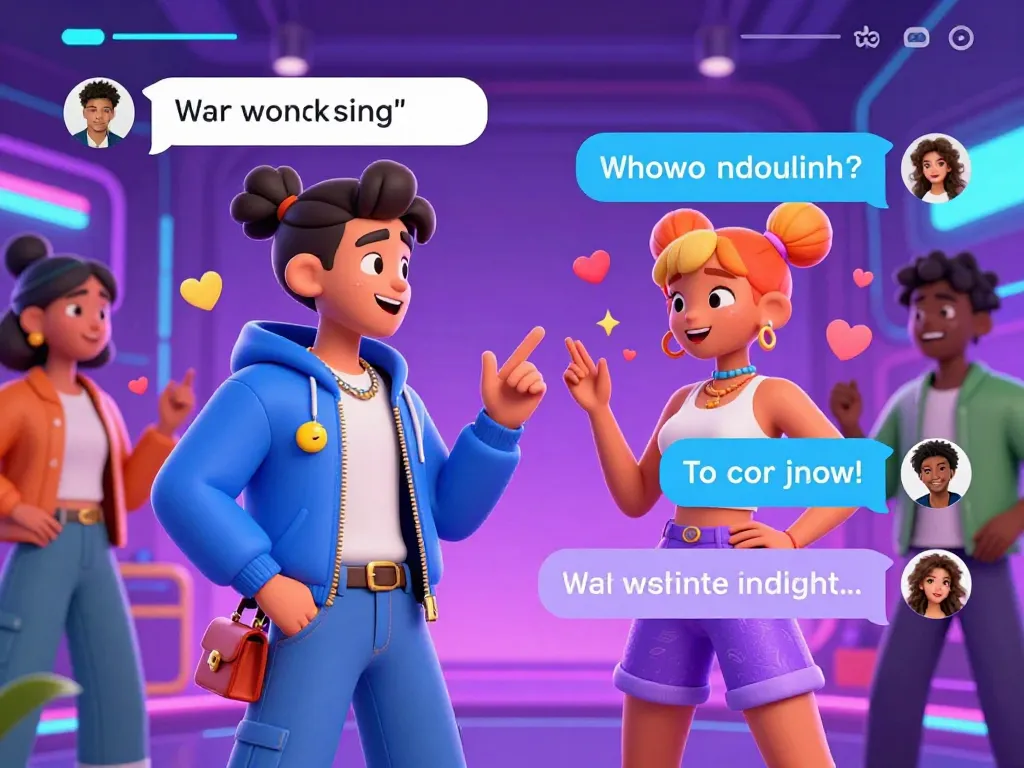 Interactive NSFW chat bot scene showcasing playful avatars and vibrant dialogue.