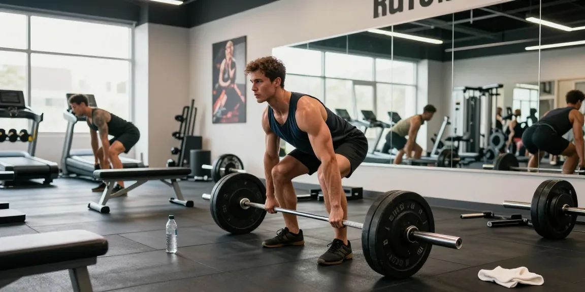 Anabolika Shop Deutschland - Bodybuilder trainiert mit Gewichten in einer lebhaften Fitnessstudio-Atmosphäre, die Stärke und Fitness betont.