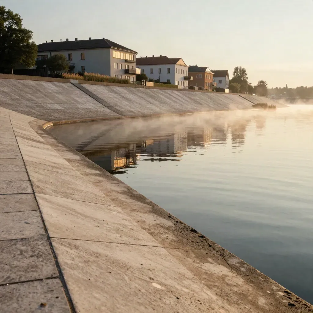 Havelufer in Berlin-West mit Villa-Dachlinien und ruhigem Spiegelwasser im Abendlicht
