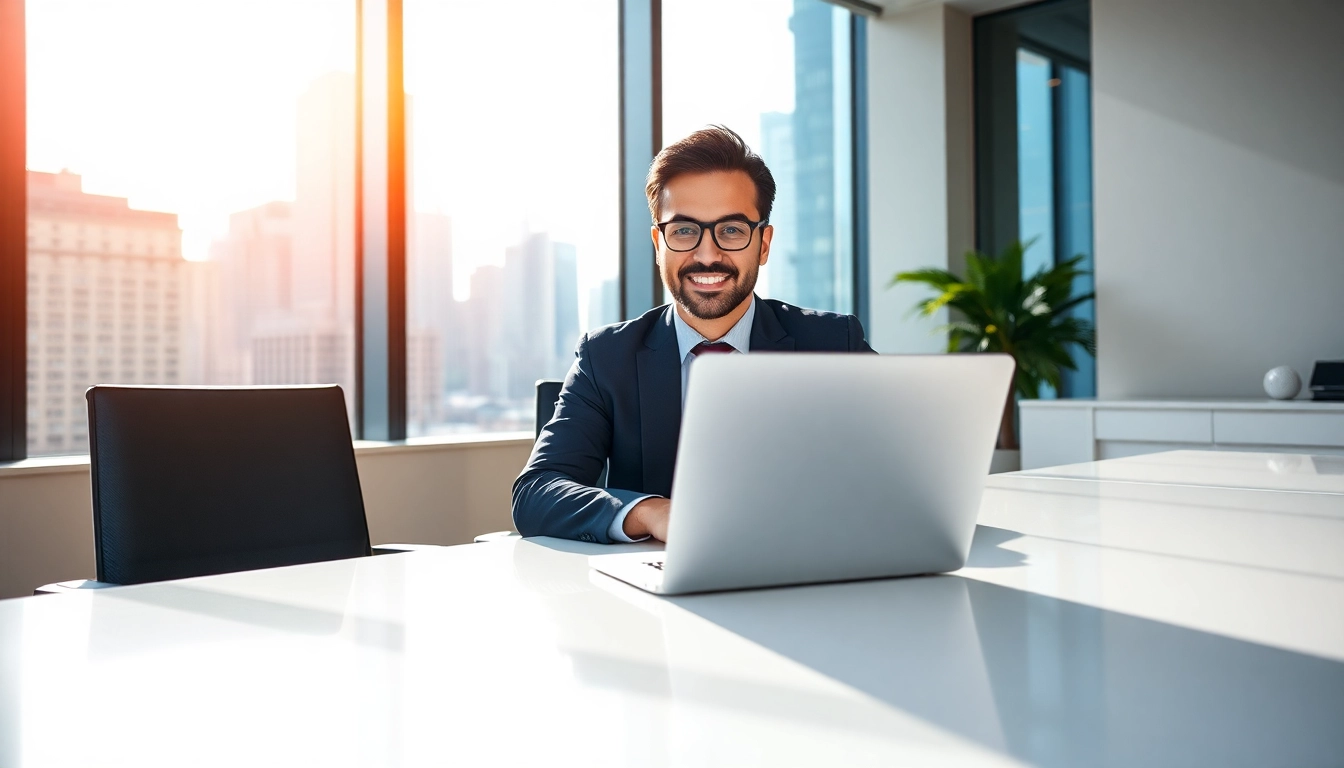 Headhunter Schweiz in einem modernen Büro, präsentiert berufliche Expertise und Engagement.