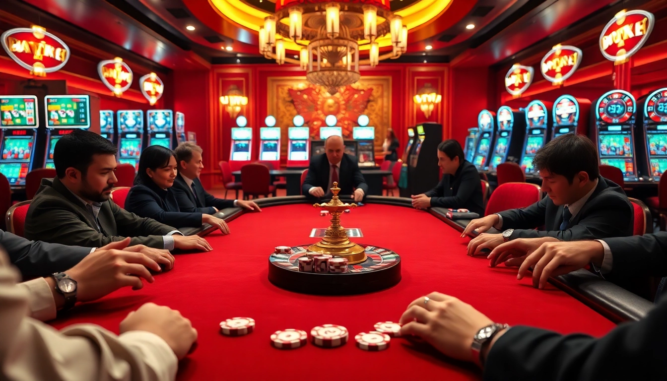 Players engaging in a high-stakes poker game with BDTK1-themed chips.