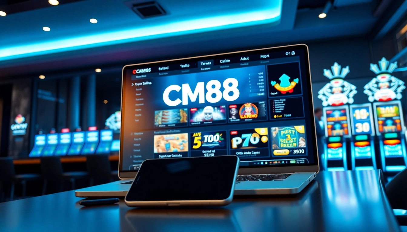 Dynamic CM88 online betting platform interface with gaming options and user-friendly design.